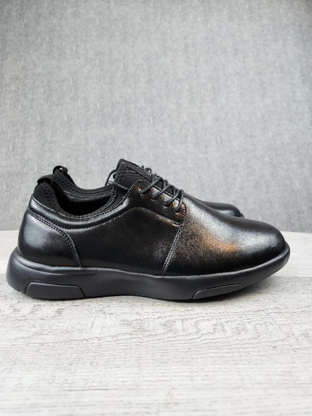 OrthoComfoot Men Sze EU43 (US 10) Orthopedic Black Leather Dress Shoes